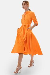 Платье миди с закатанными рукавами James Lakeland, оранжевый