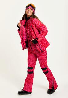 Водонепроницаемая лыжная куртка с розовым принтом зебры Liquorish, розовый