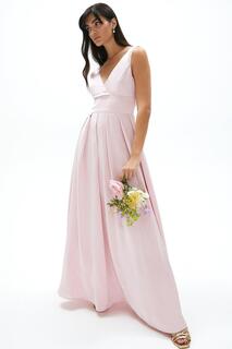 Атласное платье макси для подружки невесты с пышной юбкой Coast, розовый
