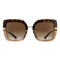 Квадратный топ Havana на прозрачных коричнево-коричневых солнцезащитных очках с градиентом Dolce &amp; Gabbana, коричневый