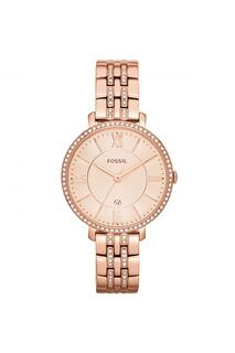 Модные аналоговые часы из нержавеющей стали с покрытием Jacqueline — es3546 Fossil, розовое золото