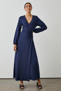 Темно-синее трикотажное платье миди с кольцами из модала Debenhams, темно-синий
