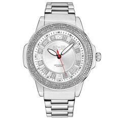 Кварцевые часы Madison 5565, диаметр 48 мм, с безелем, усыпанным кристаллами, и серебряным циферблатом SO&amp;CO, серебро So&Co