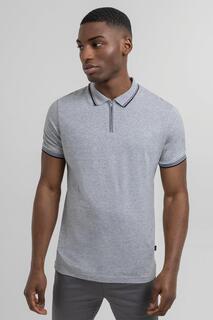 Рубашка-поло с коротким рукавом и контрастной ребристой отделкой Steel &amp; Jelly, серый