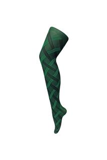 Модные колготки с цветным непрозрачным рисунком плотностью 80 ден - кабель Sock Snob, зеленый