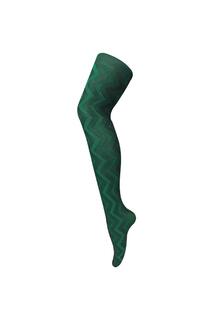 Модные колготки с цветным непрозрачным рисунком плотностью 80 ден — плетение Sock Snob, зеленый
