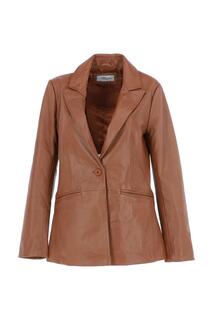 Модный однобортный пиджак Lucia&apos; из натуральной кожи Ashwood Leather, коричневый