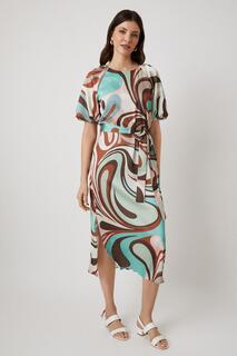Атласное платье миди с эффектом мульти-гео Wallis, мультиколор