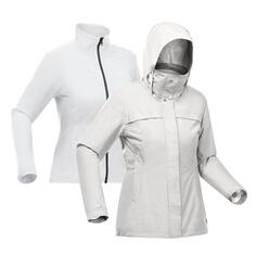 Водонепроницаемая треккинговая куртка Decathlon Travel 3-в-1 Travel 100 0°C Forclaz, серый