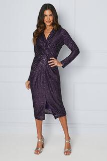Платье миди с пайетками Wallis, фиолетовый