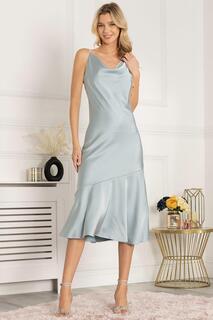 Атласное платье с воротником-хомутом Alaysha Jolie Moi, синий