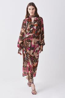 Платье миди с переливающимся эффектом металлик Karen Millen, розовый