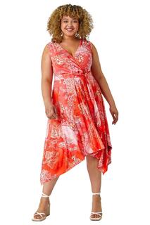 Эластичное платье Curve с пейсли-ханки и подолом Roman, оранжевый