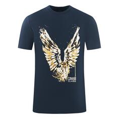 Темно-синяя футболка с большим логотипом Golden Eagle Cavalli Class, синий