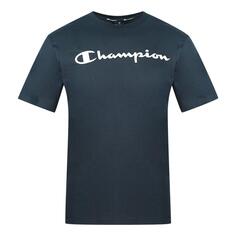Темно-синяя футболка Classic Script Logo Champion, синий