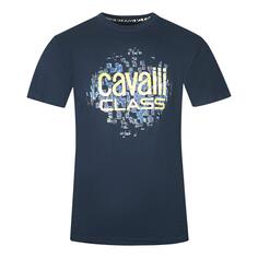 Темно-синяя футболка с логотипом Gradien Scales Design Cavalli Class, синий