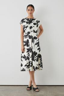 Атласное платье-миди цвета слоновой кости с цветочным принтом Debenhams, белый