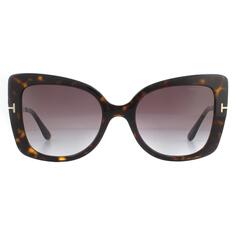 Темные солнцезащитные очки Butterfly Havana Bordeaux с градиентом Tom Ford, коричневый