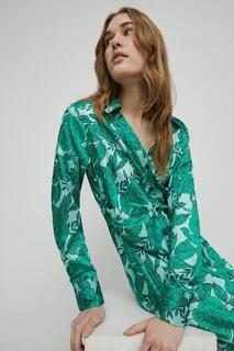 Атласное платье-рубашка миди Warehouse, зеленый