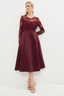 Атласное платье-юбка с вышитым лифом Coast, фиолетовый