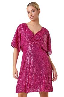 Эластичное платье с запахом и пайетками Dusk, розовый D.U.S.K