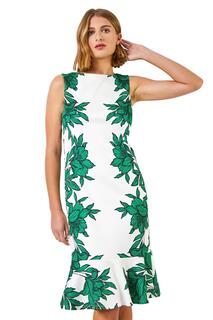 Эластичное платье с оборками и цветочным принтом Roman, зеленый