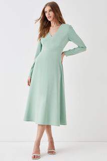 Платье миди с пышной юбкой и V-образным вырезом Coast, зеленый