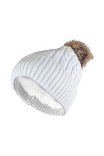 Теплая вязаная зимняя меховая шапка с помпоном Sock Snob, белый