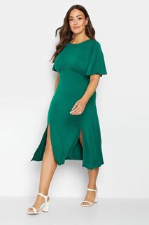 Платье миди с разрезом на подоле и рукавами ангела M&amp;Co, зеленый M&Co