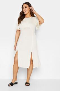 Платье миди с разрезом на подоле и рукавами ангела M&amp;Co, белый M&Co