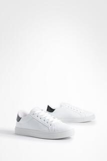 Кроссовки на плоской подошве Croc Panel Basic Flat Trainers boohoo, белый