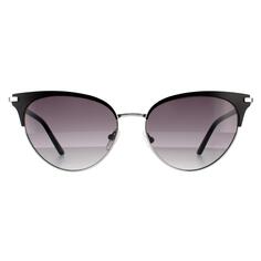 Атласные черные дымчато-серые солнцезащитные очки «кошачий глаз» с градиентом CALVIN KLEIN, черный