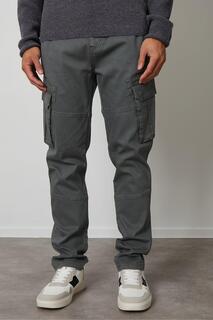 Эластичные хлопковые брюки карго с карманами &apos;Freeze&apos; Threadbare, серый