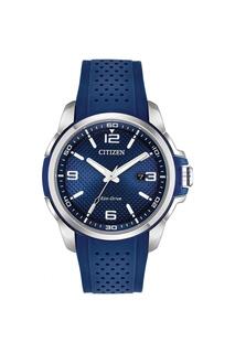 Мужские классические часы из нержавеющей стали со спортивным ремешком - Aw1158-05L Citizen, синий