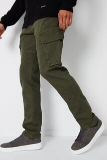 Эластичные хлопковые брюки карго с карманами &apos;Freeze&apos; Threadbare, хаки