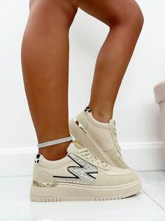 Кроссовки на плоской подошве Glitter Lightening Wedge Trainers Love Lemonade, бежевый