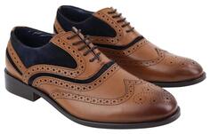 Мужские оксфорды в стиле ретро, ​​темно-синие замшевые туфли-броги из светло-коричневой кожи House Of Cavani, коричневый