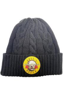 Круглая шапка вязанной вязки с логотипом Guns N Roses, черный
