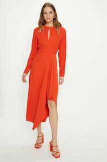 Платье миди с юбкой-водопадом Petite Premium Premium Oasis, оранжевый