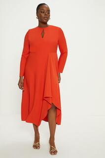 Платье миди с юбкой-водопадом Curve Premium Oasis, оранжевый