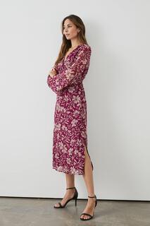 Платье миди сливового цвета с закрученной талией Debenhams, фиолетовый