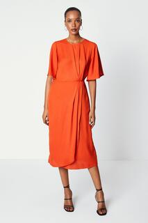 Платье миди со сборками Debenhams, оранжевый