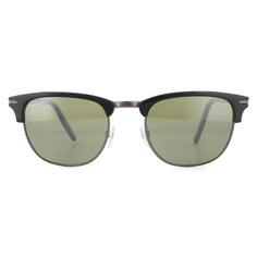 Круглые блестящие темно-металлические черные минеральные поляризованные зеленые солнцезащитные очки 555 нм Serengeti, черный