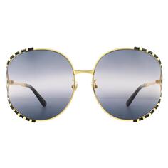 Круглые золотисто-черные двойные серые солнцезащитные очки с градиентом Gucci, золото