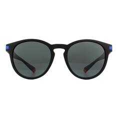Круглые матовые черные синие серые поляризованные солнцезащитные очки Polaroid, черный
