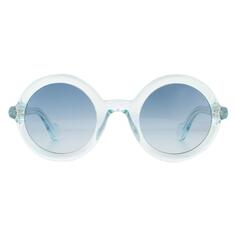 Круглые прозрачные голубые синие солнцезащитные очки с градиентом Moncler, синий