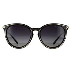 Круглые поляризованные солнцезащитные очки с градиентом светло-золотистого, черного, темно-серого цвета Michael Kors, черный