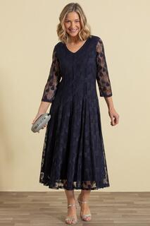 Кружевное платье миди со вставками Anna Rose, синий