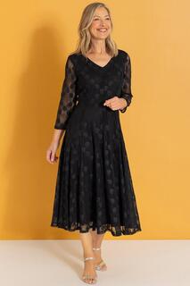 Кружевное платье миди со вставками Anna Rose, черный