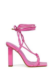 Сандалии Tanner с ремешками и квадратным носком на высоком блочном каблуке с кружевной завязкой и завязками XY London, розовый